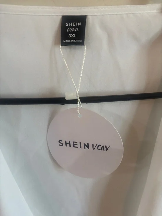 SHEIN White Tie-Front Puff Sleeve Crop Top - Picture 2 of 6